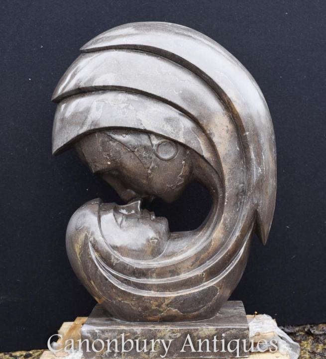 Modernist Marble Sculpture The Kiss Garden Art Statue