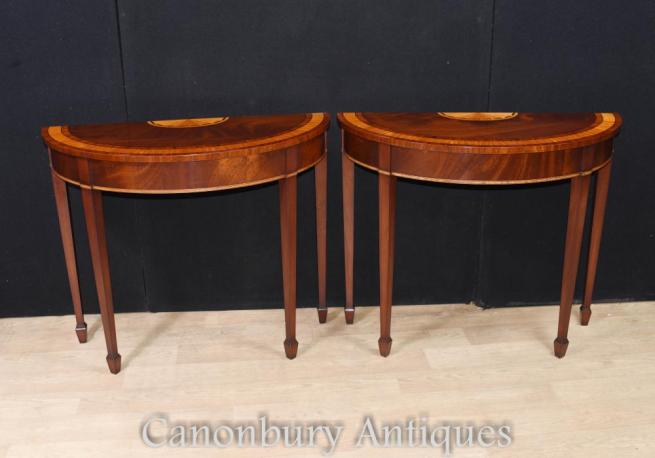 Pair Mahogany Console Tables HepplewhitePair Mahogany Console Tables Hepplewhite