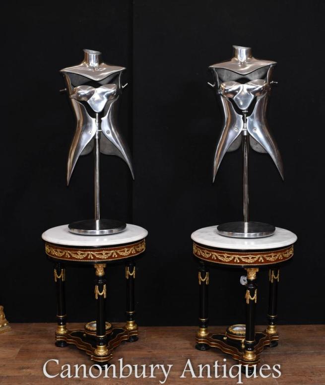 Pair Vintage Metal Mannequin Table Lamps Lights Architectural Salvage
