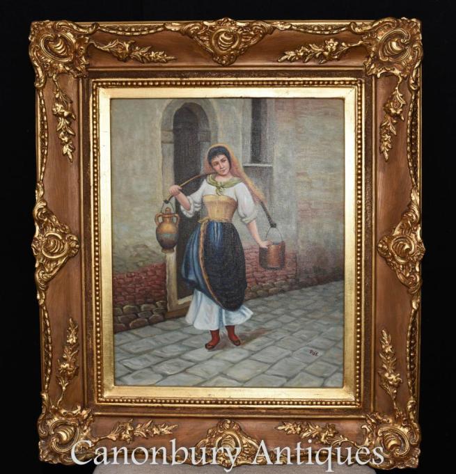 Spanish Oil Painting Portrait Wine Lady Seville Senorita