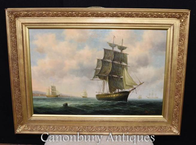Victorian Oil Painting Bristol Channel Clipper Maritime Seascape