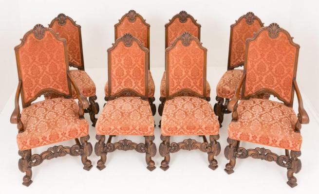 8 Carolean Victorian Dining Chairs Circa 1870