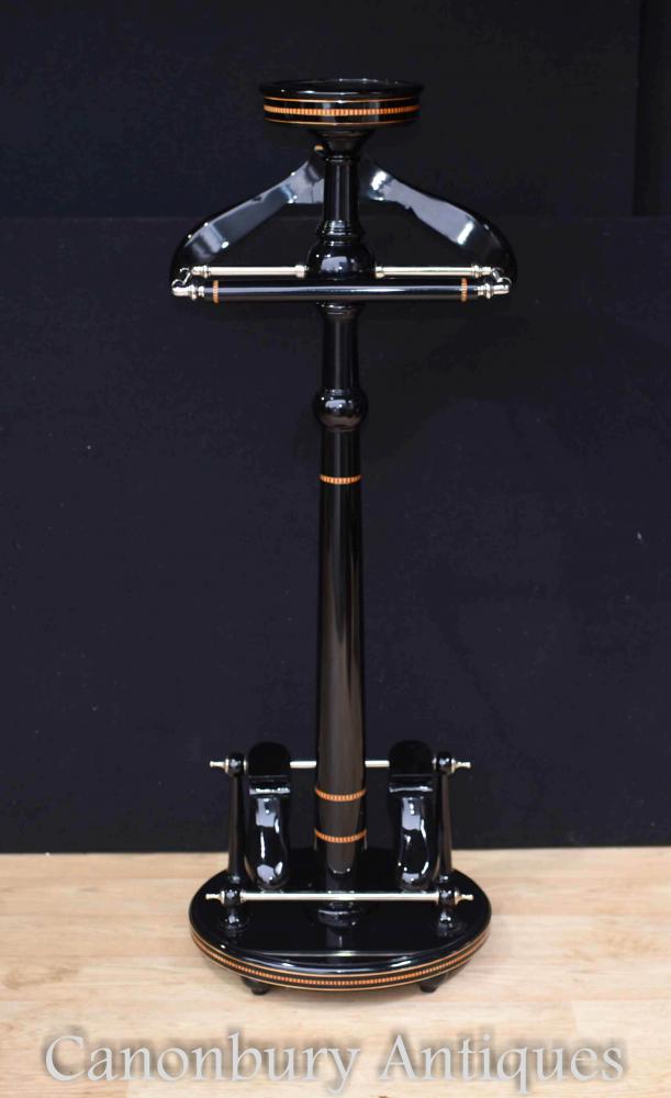 Black Lacquer Valet Stand Butlers Shirt Dresser