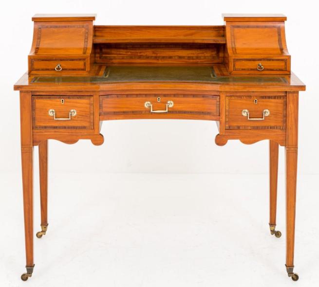 Carlton House Desk Regency Circa 1880 Satinwood