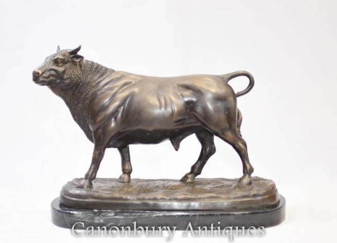 French Bronze Bull Statue Cow Bullock Casting