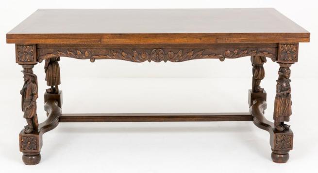 French Oak Refectory Dining Table Carved Legs 1890