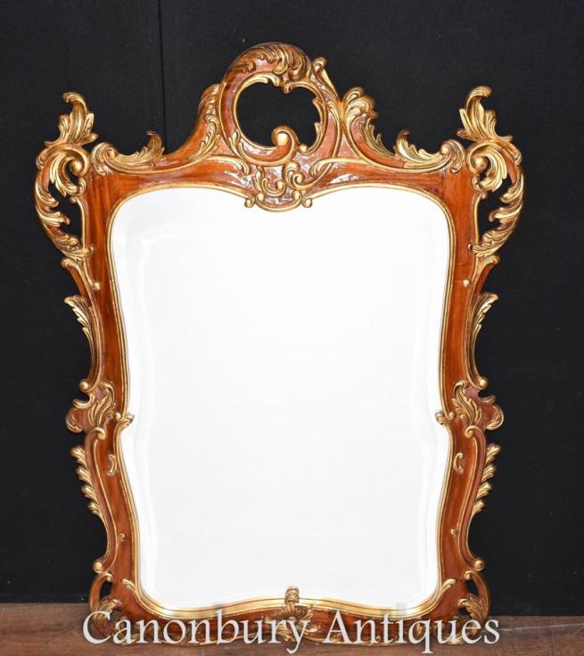 French Rococo Gilt Pier Mirror Glass Mirrors