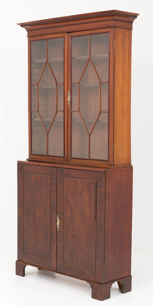 Georgian Glazed Bookcase Cabinet Mahogany Circa 1800
