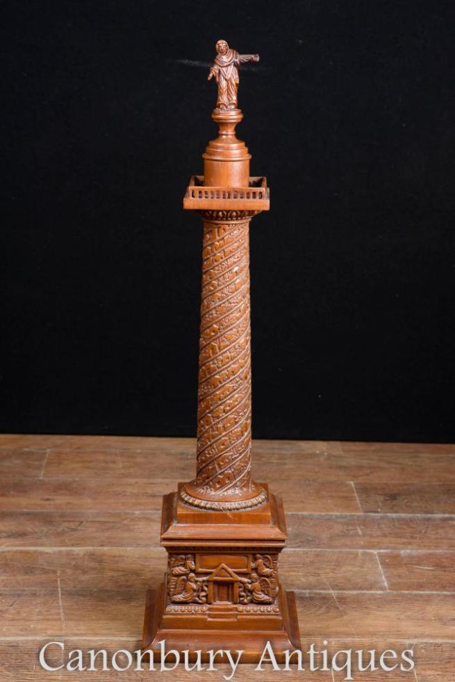 Hand Carved Italian Antique Trajans Column Roman Emperor Grand Tour
