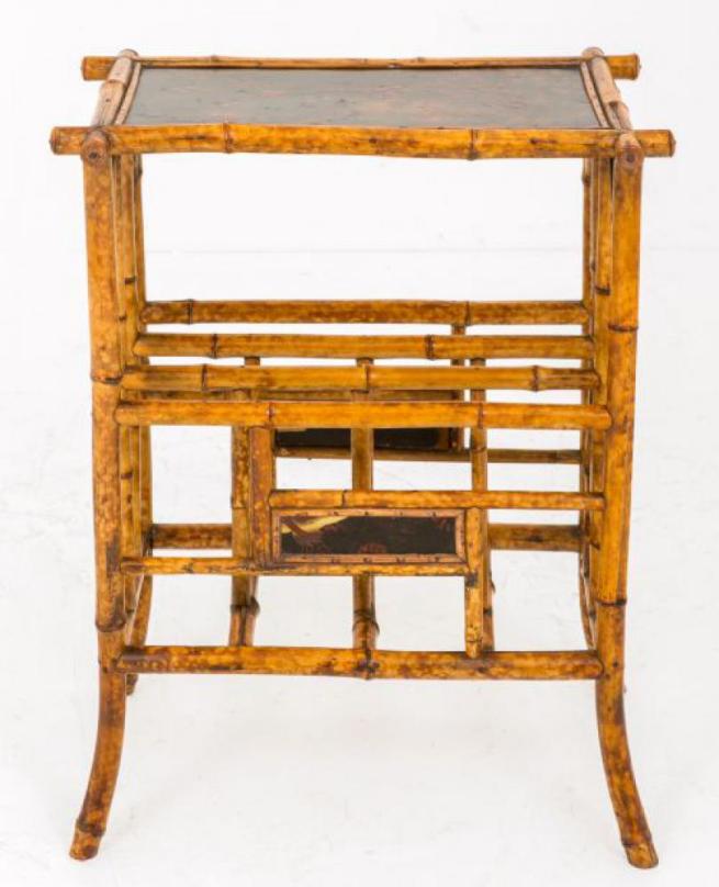Victorian Bamboo Lacquer Canterbury Side Table