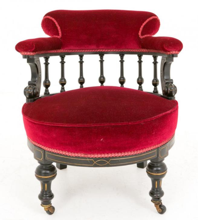 Victorian Ebonised Tub Chair Lacquer Arm Chairs