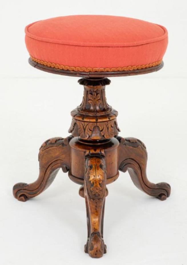 Victorian Revolving Piano Stool In Mahogany Circa 1860
