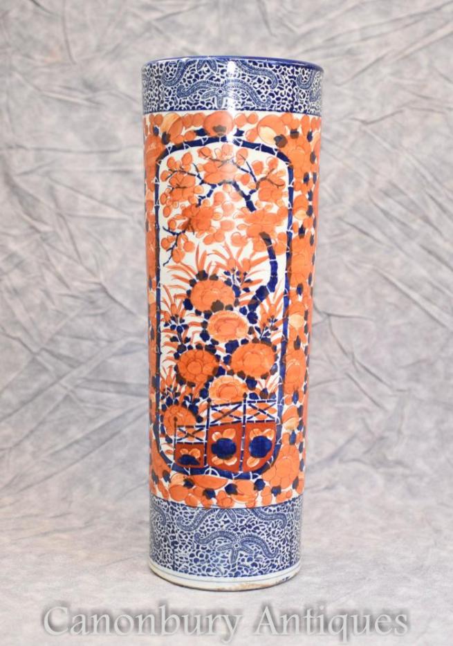 Antique Imari Porcelain Vase Urn Umbrella Stand Circa 1900