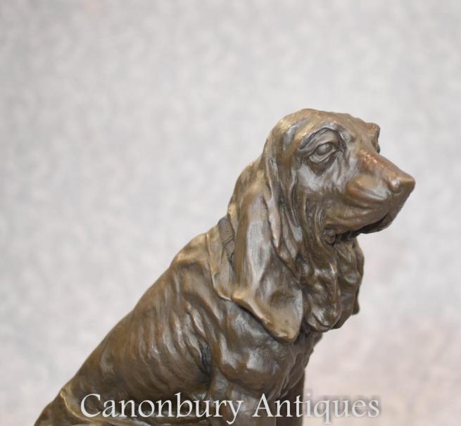 Bronze Beagle Dog Statue on Marble Base Beagles