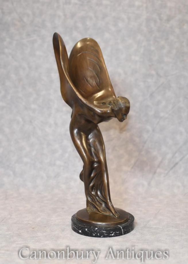 Bronze Spirit of Ecstacy Flying Lady Figurine - Art Nouveau Statue