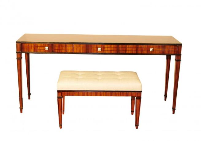 Mid Century Modern Console Table Vanity and Stool Set Santos