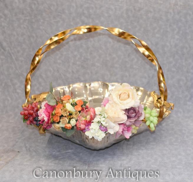 Silver Plate Scallop Shell Basket Art Nouveau Circa 1910