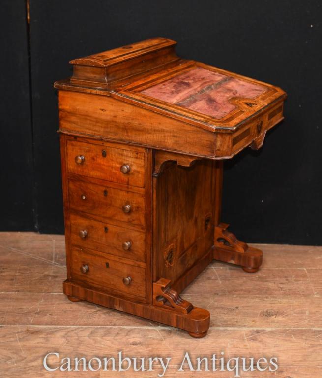 Antique Victorian Davenport Desk Walnut Chests