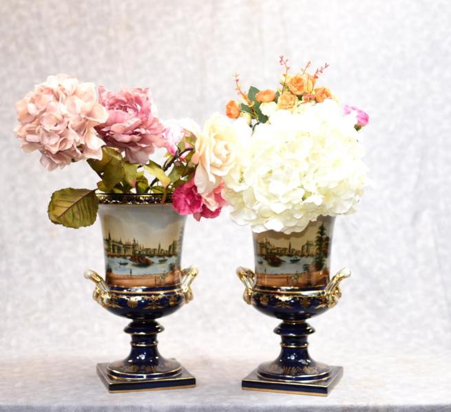 German Meissen Porcelain Campana Urns Vases