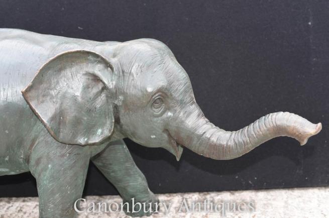 Large Bronze Elephant Casting - Garden Statue