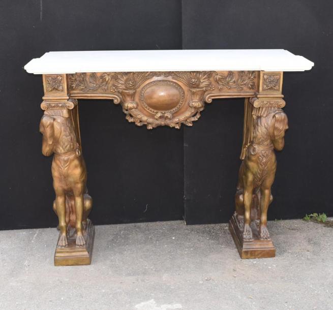 Large French Bronze Greyhound Fireplace Mantle Fire