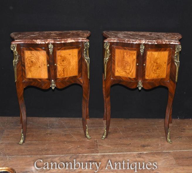 Pair French Empire Bedside Cabinets Chests Nightstands