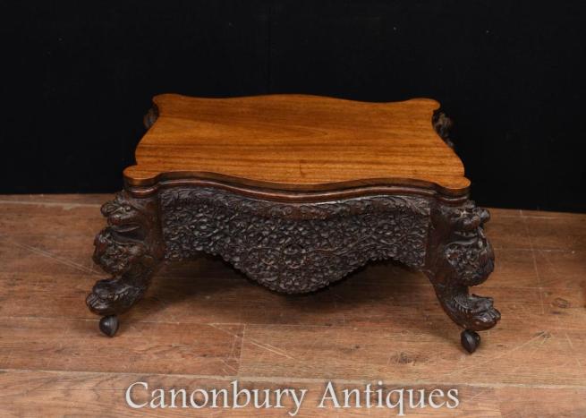 Antique Burmese Carved Coffee Table Circa 1880 Burma