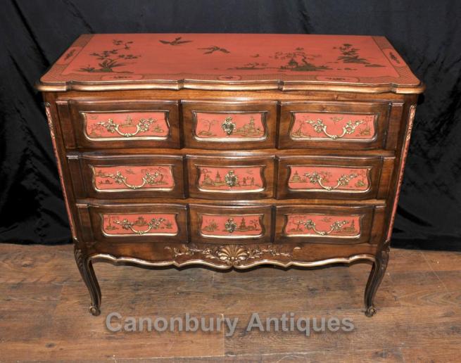 Antique Chest Drawers Commode Chinese Lacquer Chinoiserie 1890