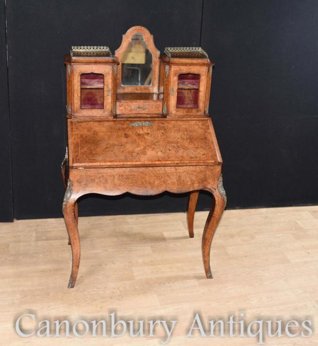 Antique French Desk - Walnut Bonheur De Jour ladies Desk Circa 1880