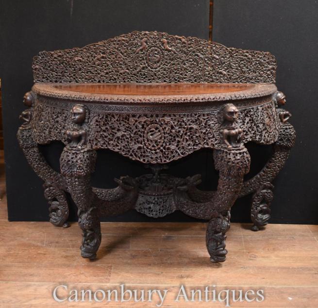 Antique Hand Carved Burmese Console Table Burma Circa 1880