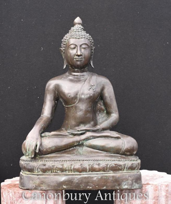 Bronze Nepalese Buddha Statue Meditation Lotus Pose Buddhist Art