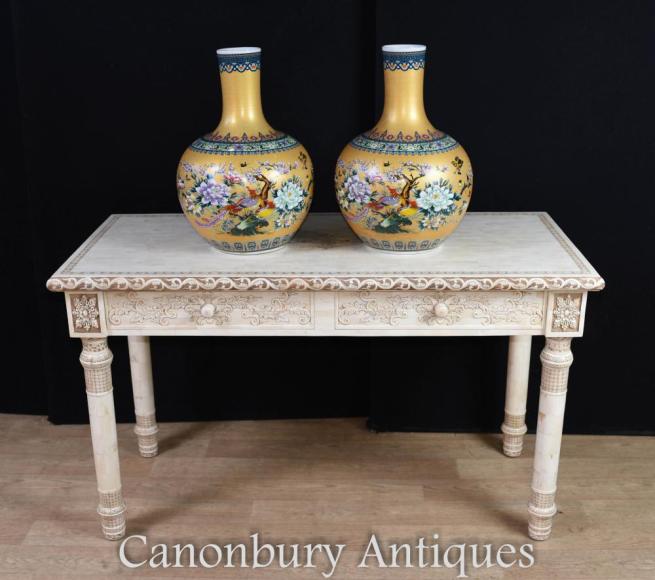 vChinese Hand Carved Library Table Bone Desk