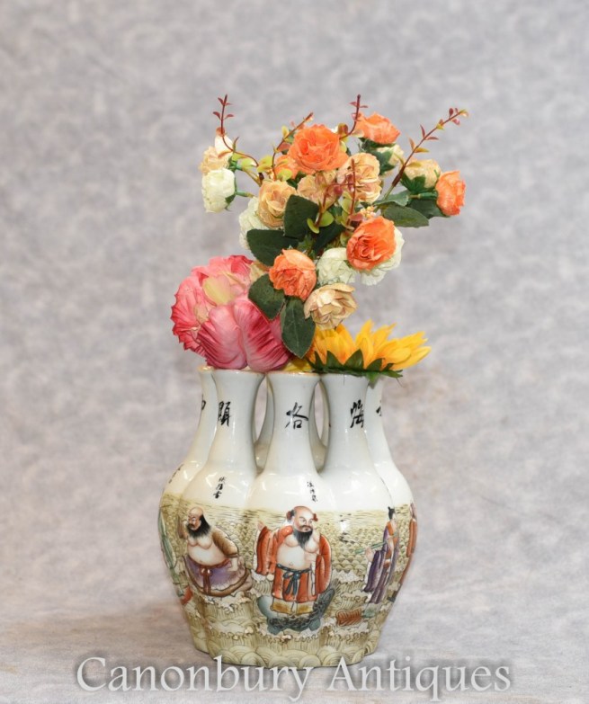 Chinese Qianlong Porcelain Crocus Vase Vases Hand Painted Multi Stem