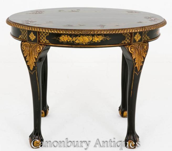 Chippendale Side Table Black Lacquer Chinese Chinoiserie 1890