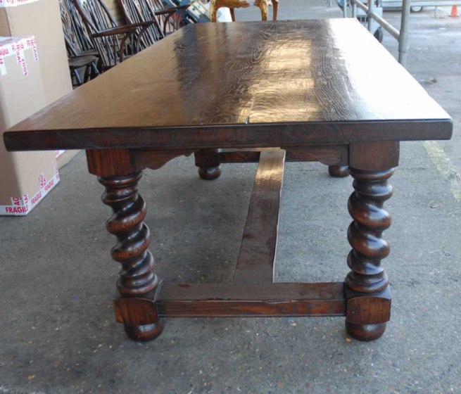 English Rustic Refectory Table With Barley Twist Legs