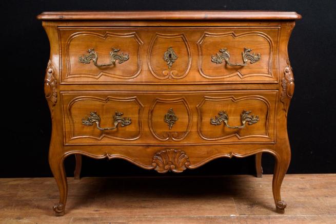 French Bombe Commode Fruit Wood Chest of Drawers