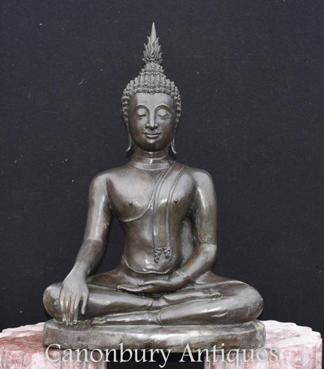 Large Bronze Tibetan Buddha Statue Meditation Pose Buddhism