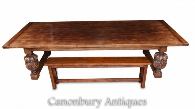Large Refectory Table and Bench Farmhouse Kitchen Dining Set