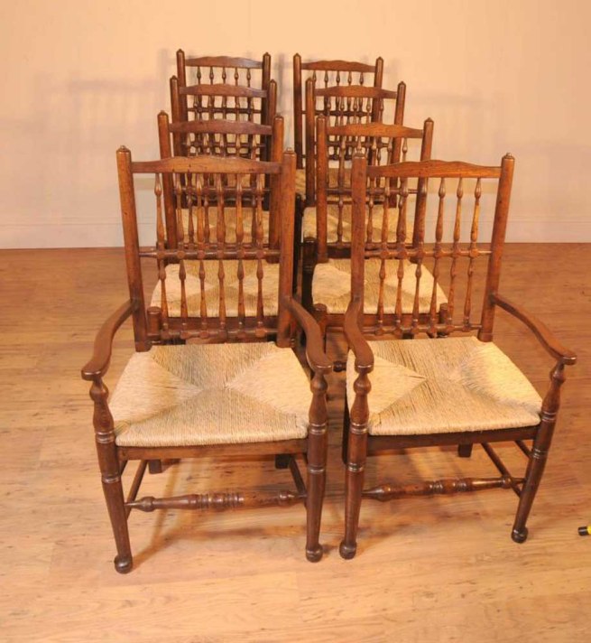 Oak Kitchen Refectory Table Dining Set Spindleback Chairs