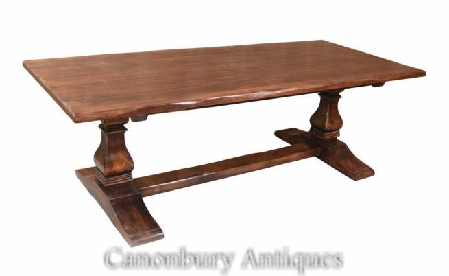 Oak Refectory Farmhouse Trestle Table Kitchen Rustic Diner