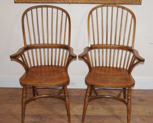 Pair Windsor Dining Arm Chairs Windsors Armchairs