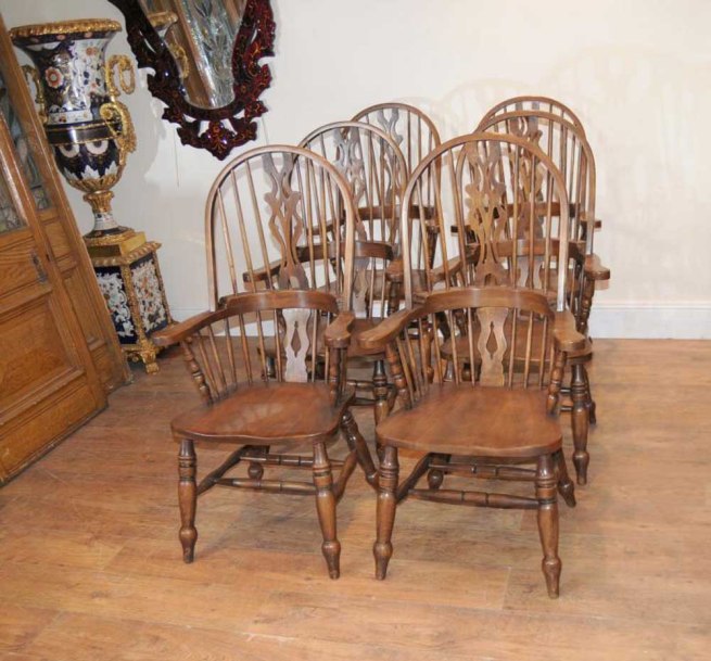 Set 6 Windsor Arm Chairs Armchairs Oak Farmhouse