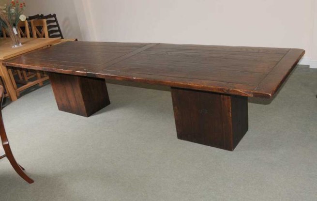 XL Oak Refectory Kitchen Dining Table Box Base Tables