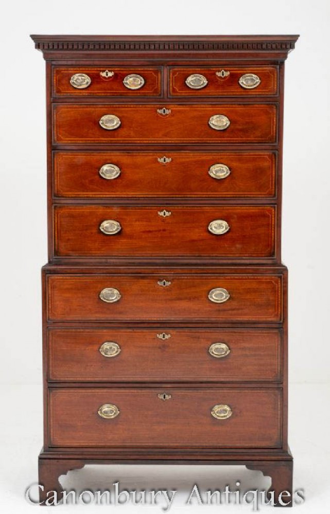 Antique Chest on Chest Georgian Mahogany 18th Century