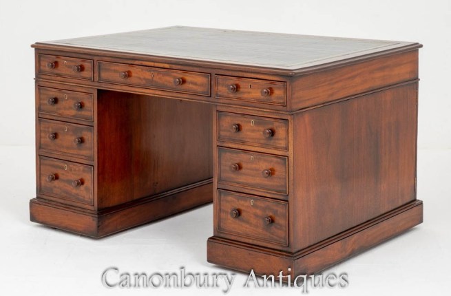Antique Mahogany Partners Desk Victorian Circa 1860