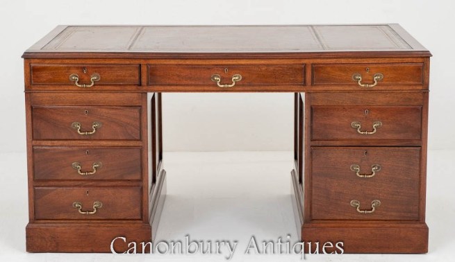 Antique Pedestal Desk in Mahogany