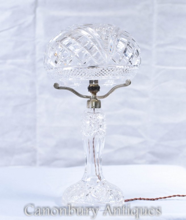 Antique Waterford Cut Glass Table Lamp - Light Circa 1920s