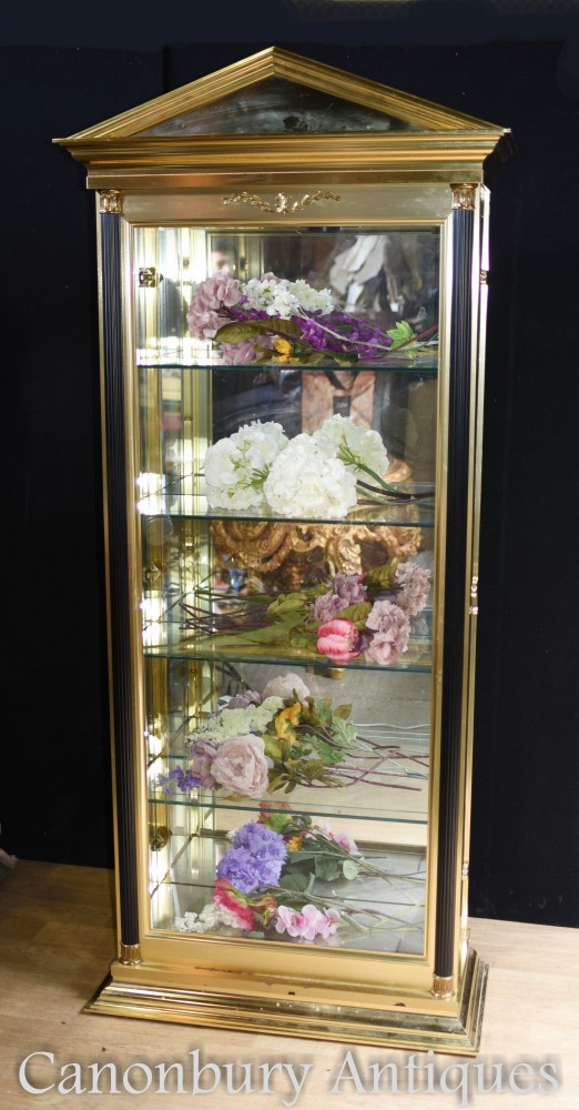 Empire Glass Display Cabinet - Tall Brass Case Chest