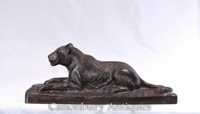 French Bronze Leopard Statue - Art Deco Cat