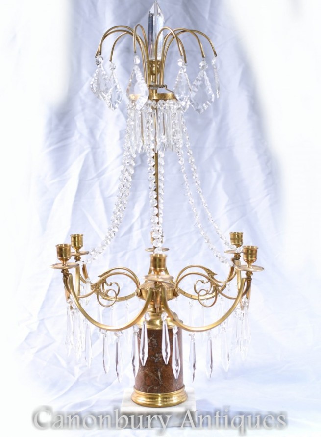 French Empire Lustre - Ormolu Candelabras Chandelier